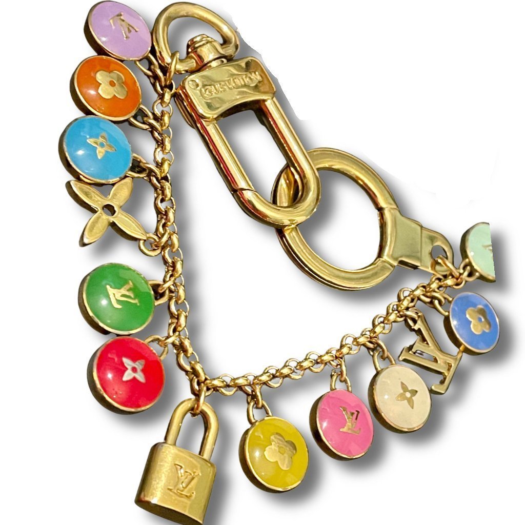 Louis Vuitton Turquoise LV Logo Pastilles Repurposed Charm Necklace