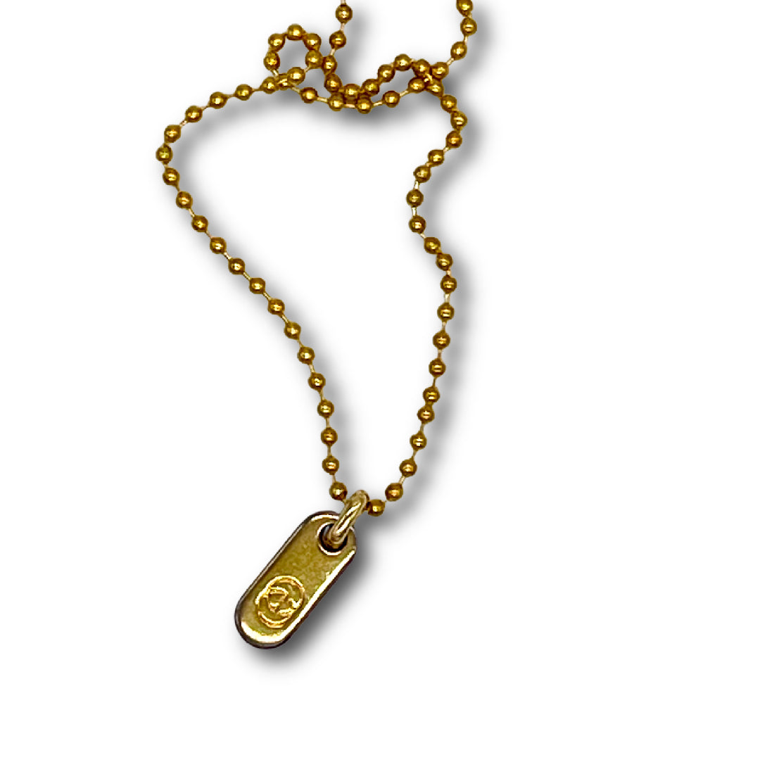 Vintage Gucci Mini Zipper Pull used as Dog Tag Pendant on Chain