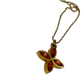 Pointed Flower / Amber Orange Crystal Logo 2- Sided Louis Vuitton Charm on Necklace