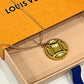 Lemon Crystal (Only) Rounded Flower Logo 2 sided Charm on Necklace