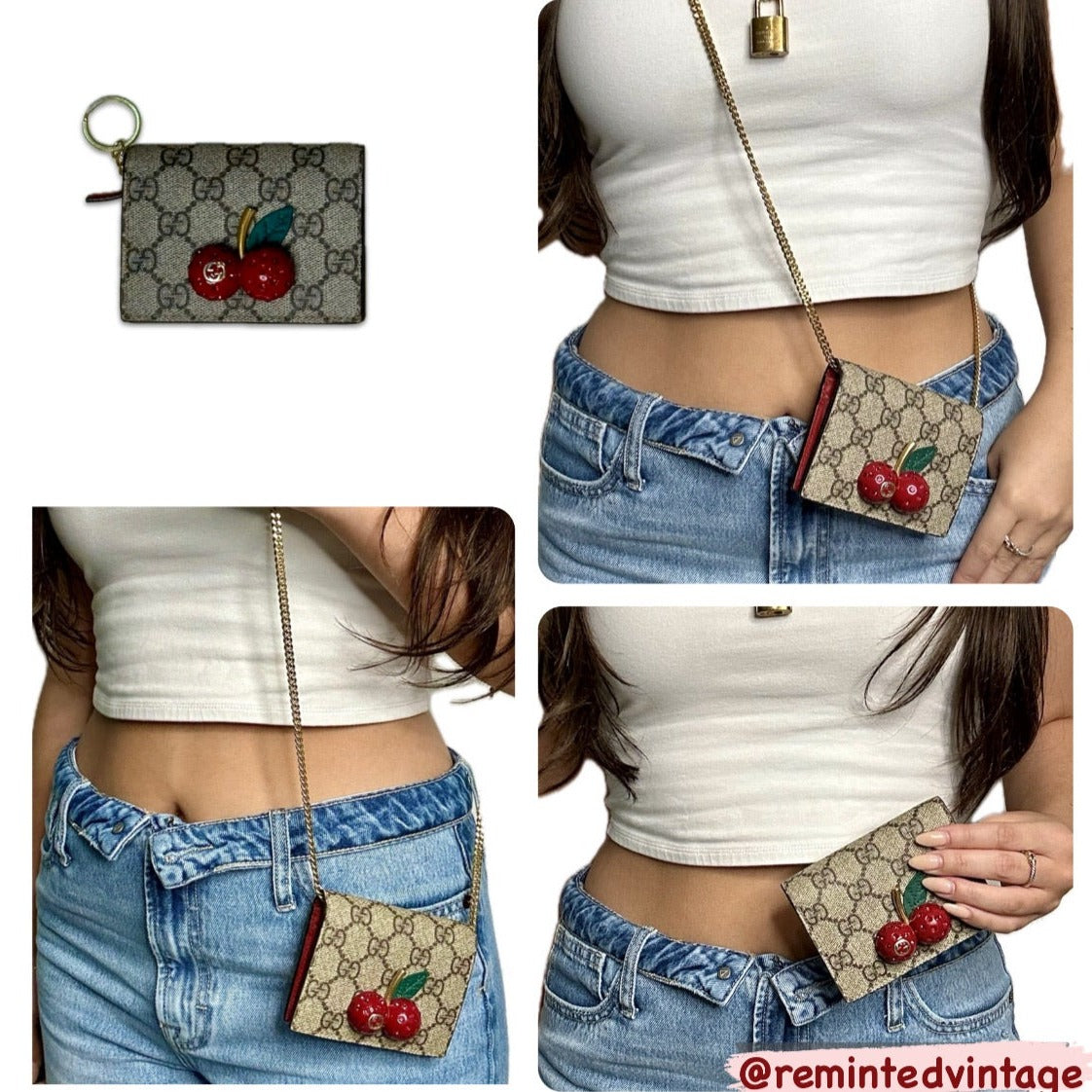 Cherries GG Supreme Gucci Compact Wallet