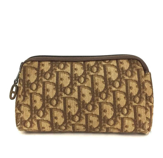 Christian Dior Pouch Vintage Zip Coin Purse Trotter Canvas Mini