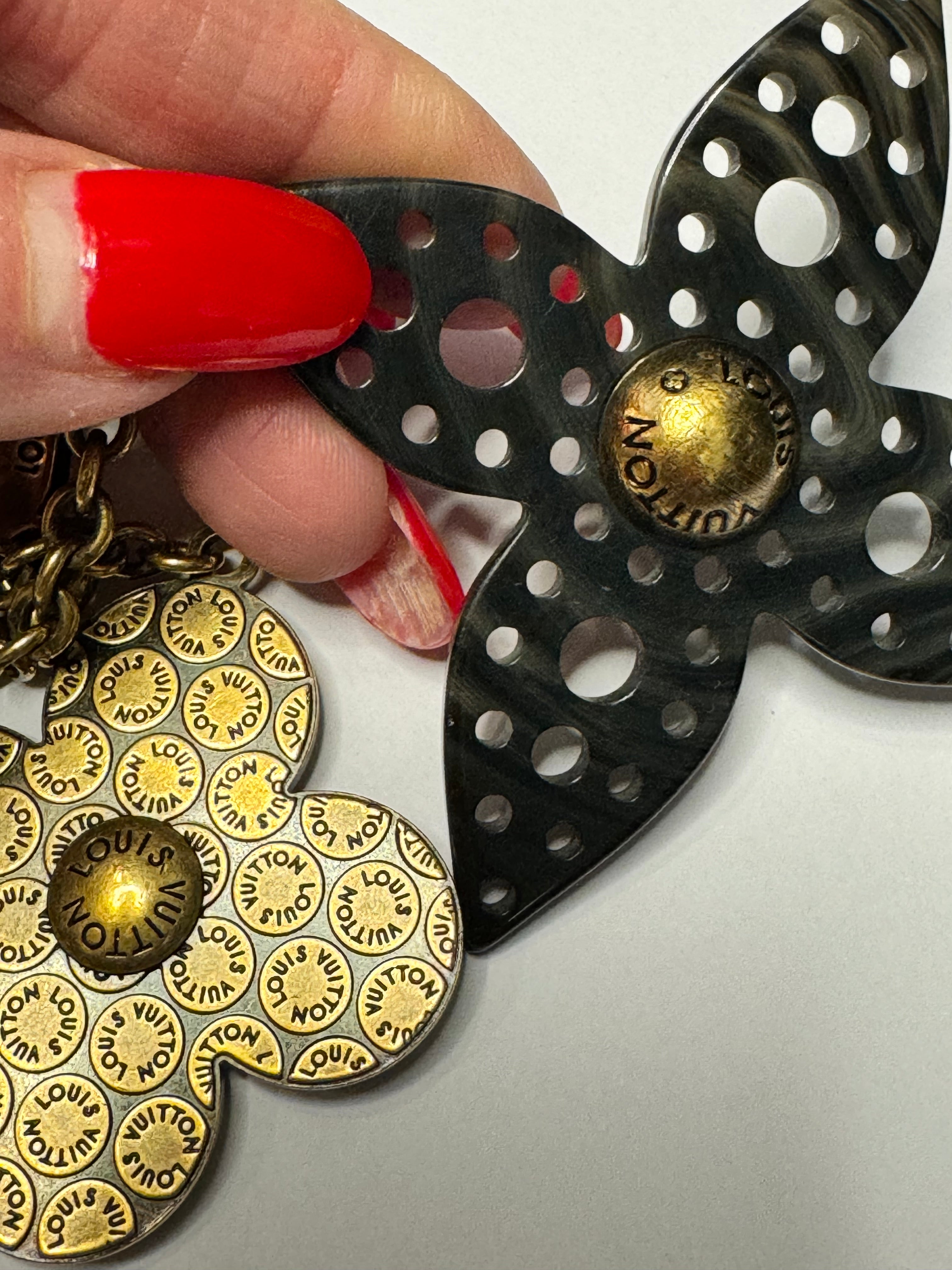 Super Rare Louis Vuitton Multi Logo Flower Charm Pendant on