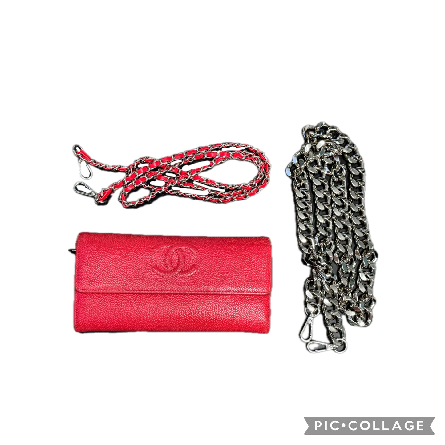 Timeless CC Vintage Chanel Red Caviar Skin Long Wallet Clutch/ WOC