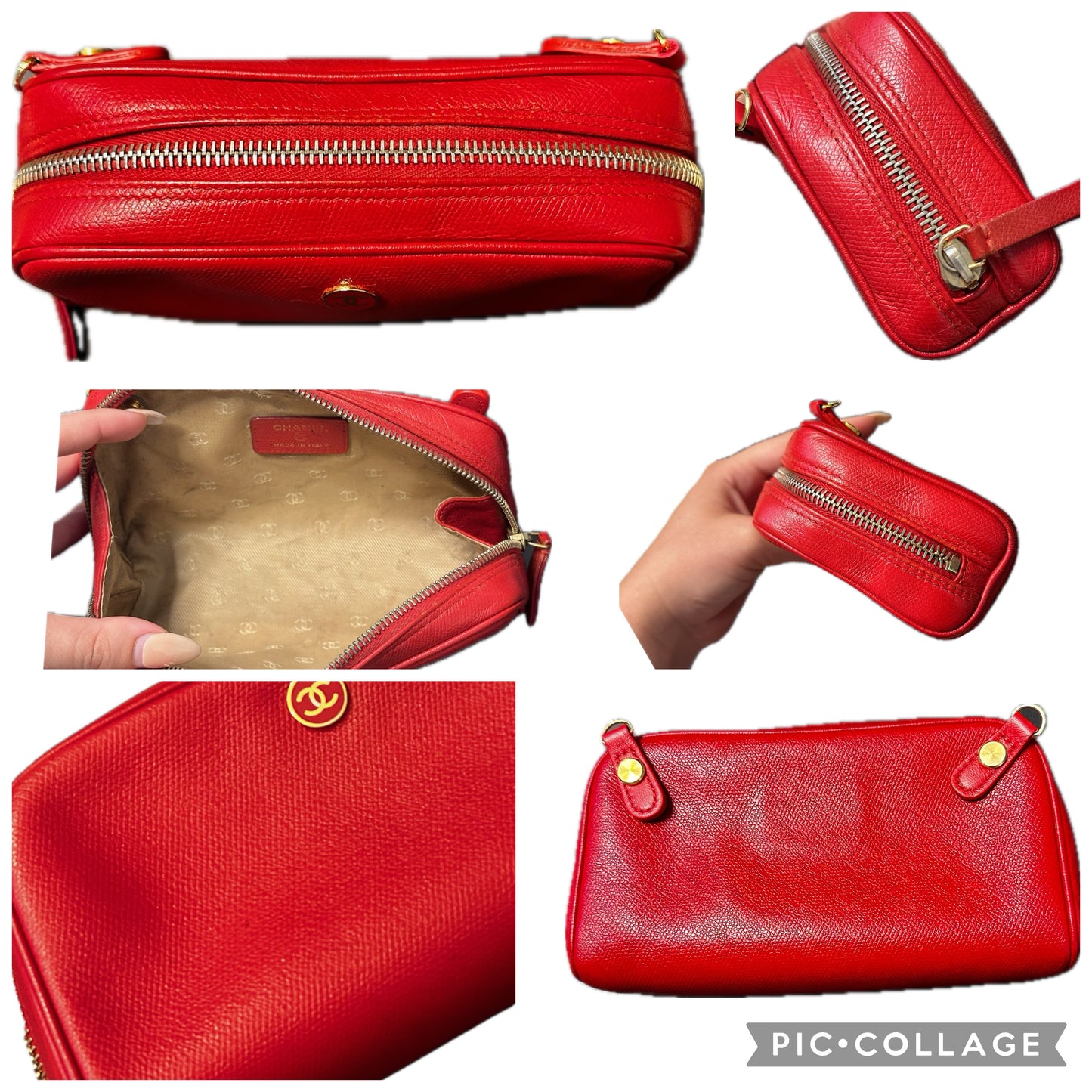 Classic Red Chanel Button Pouch - 8 Ways! Custom Crossbody/Fanny Pack/Bum Bag 2 Straps & Insert