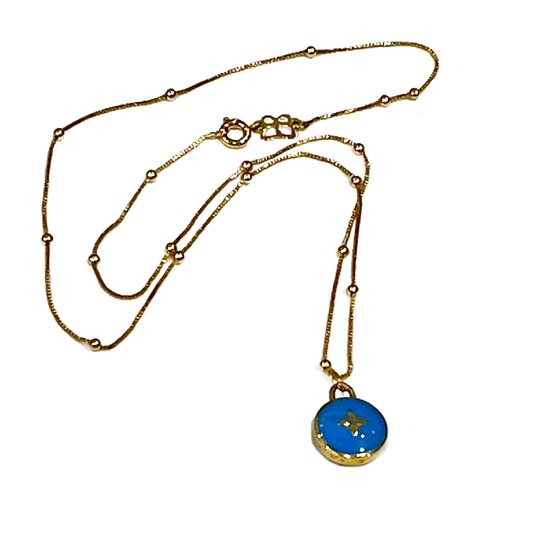 Rare LV Pastilles Fleur Logo Louis Vuitton Charm on Necklace - Turquoise