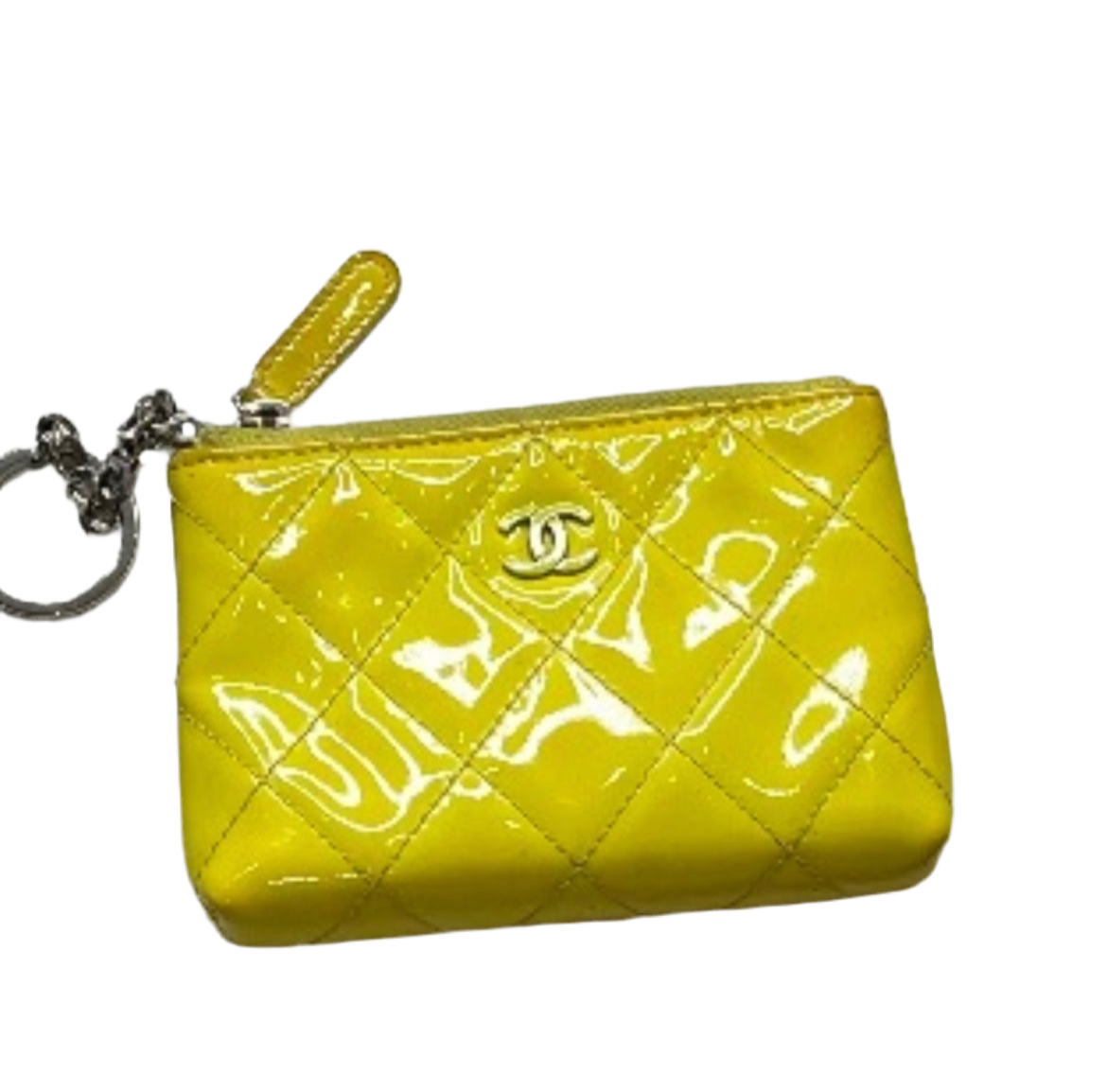 Yellow Enamel Chanel O Case mini Coin Purse