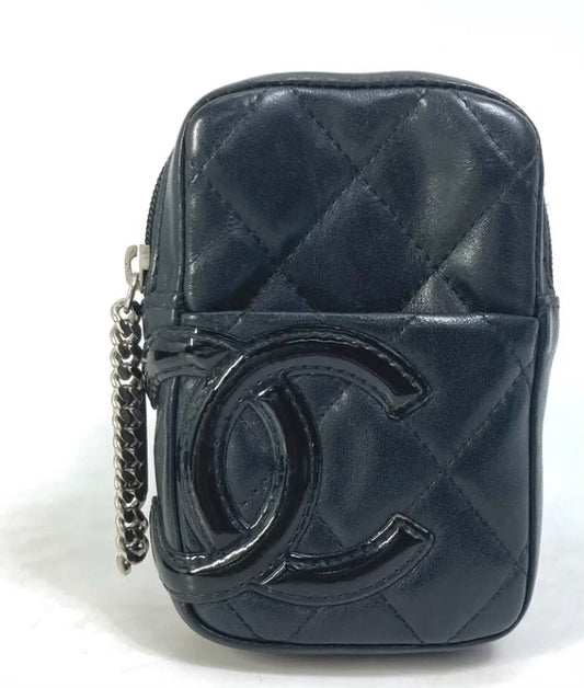 Chic Leather Vintage Cambon Chanel Pouch with loop