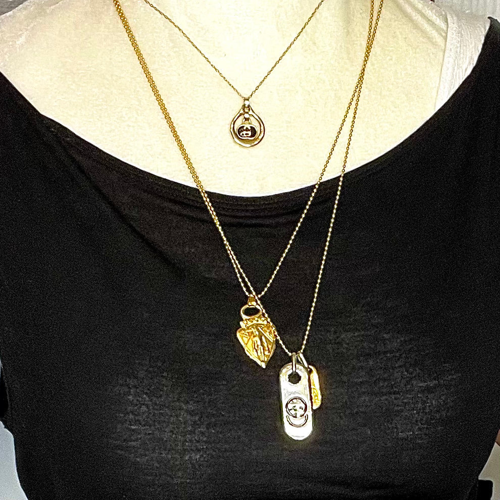 Vintage Gucci Zipper Pulls used as Dog Tag Pendants on Chain