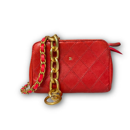 Chic Vintage Red Bicolore Chanel Pouch Custom Crossbody/Belt Bag/Bum Bag