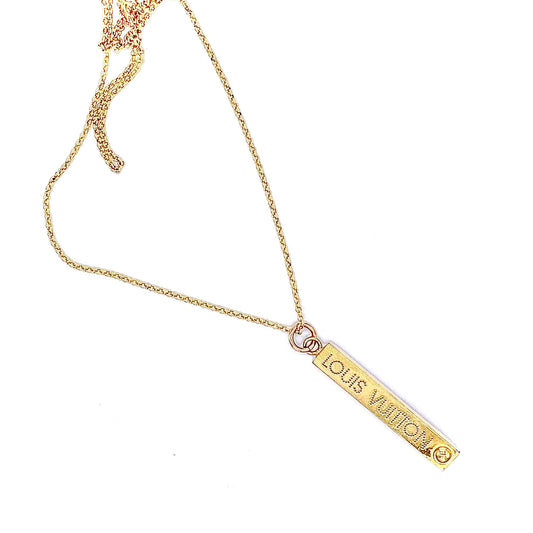 Chic Louis Vuitton Large Bar Charm Repurposed on Necklace