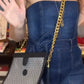 Vintage GG Blue/ Grey Gucci Clutch Convertible Custom Crossbody Bag - LG
