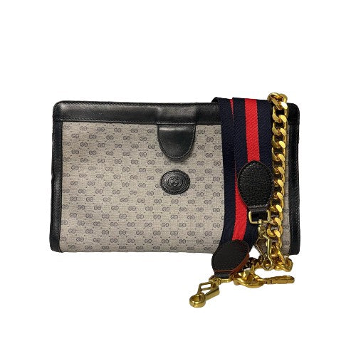 Vintage GG Blue/ Grey Gucci Clutch Convertible Custom Crossbody Bag - LG