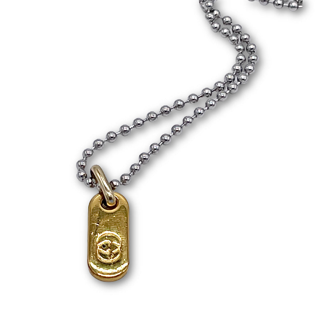Vintage Gucci Mini Zipper Pull used as Dog Tag Pendant on Chain