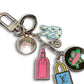 LV Silver with Yellow Pink and Blue Louis Vuitton Lock Re-worked 2-Sided Charm on Necklace