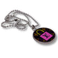 Silver with Pink Yellow Blue LV Lock and Toggle Louis Vuitton Re-Worked Charm Necklace - L