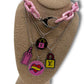 LV Silver with Yellow Pink and Blue Louis Vuitton Lock Re-worked 2-Sided Charm on Necklace